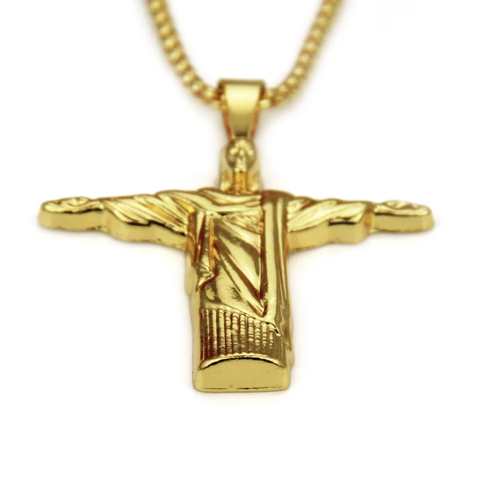 Fashion Hip Hop Necklace Pendant Virgin Mary Goddess Punk Jewelry Gold Plated 30"