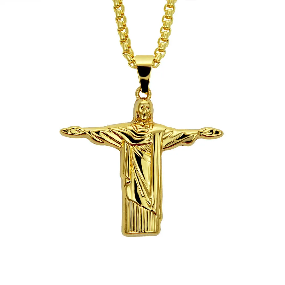 Fashion Hip Hop Necklace Pendant Virgin Mary Goddess Punk Jewelry Gold Plated 30"
