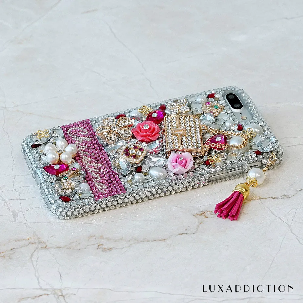 Fashion Purse Personalized Name & Initials Design with Tassel Phone Charm (style PN_1060)
