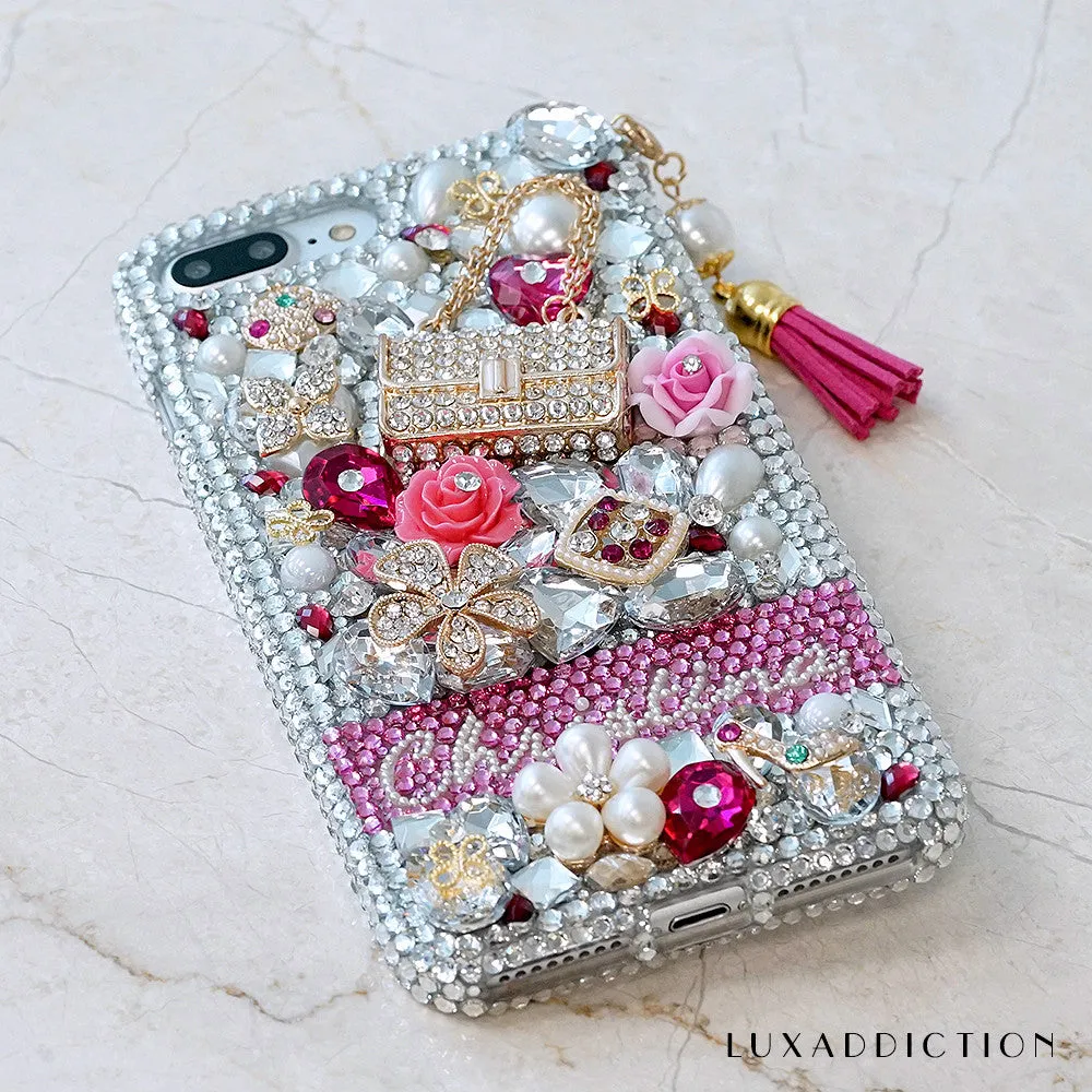Fashion Purse Personalized Name & Initials Design with Tassel Phone Charm (style PN_1060)