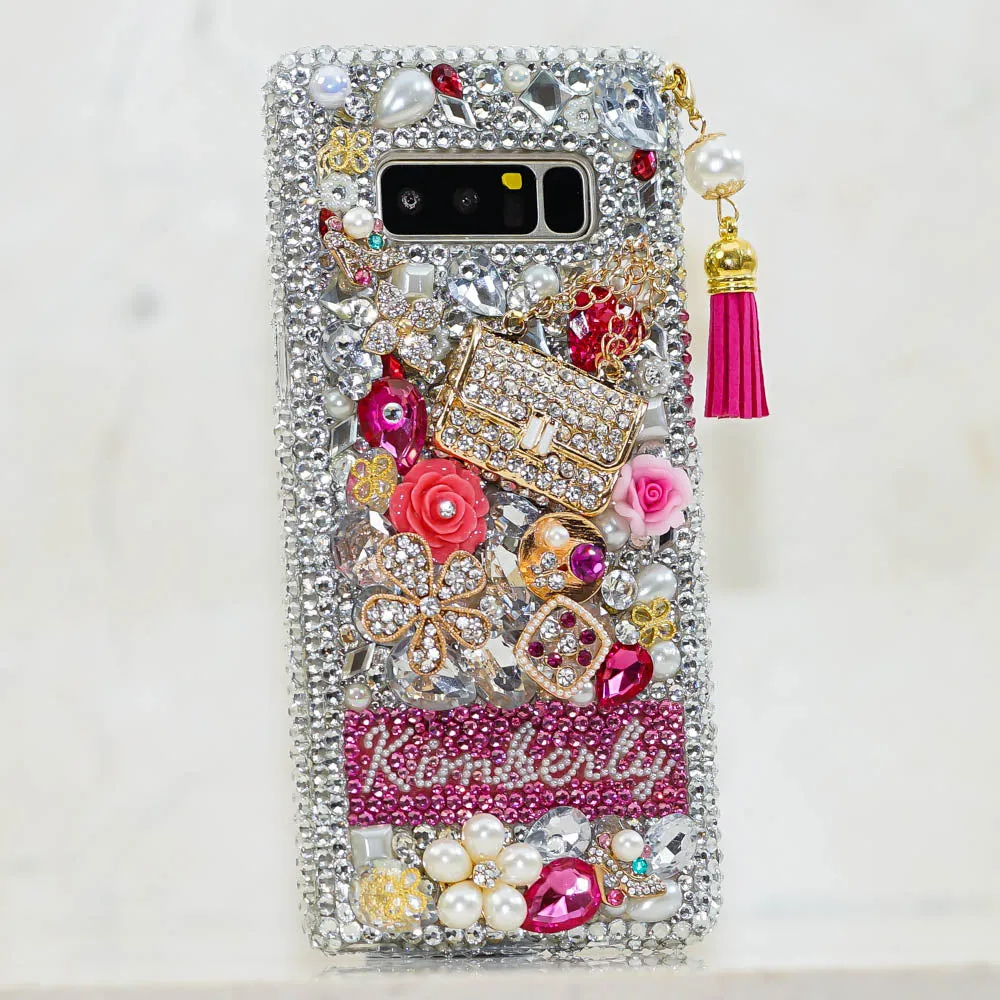 Fashion Purse Personalized Name & Initials Design with Tassel Phone Charm (style PN_1060)