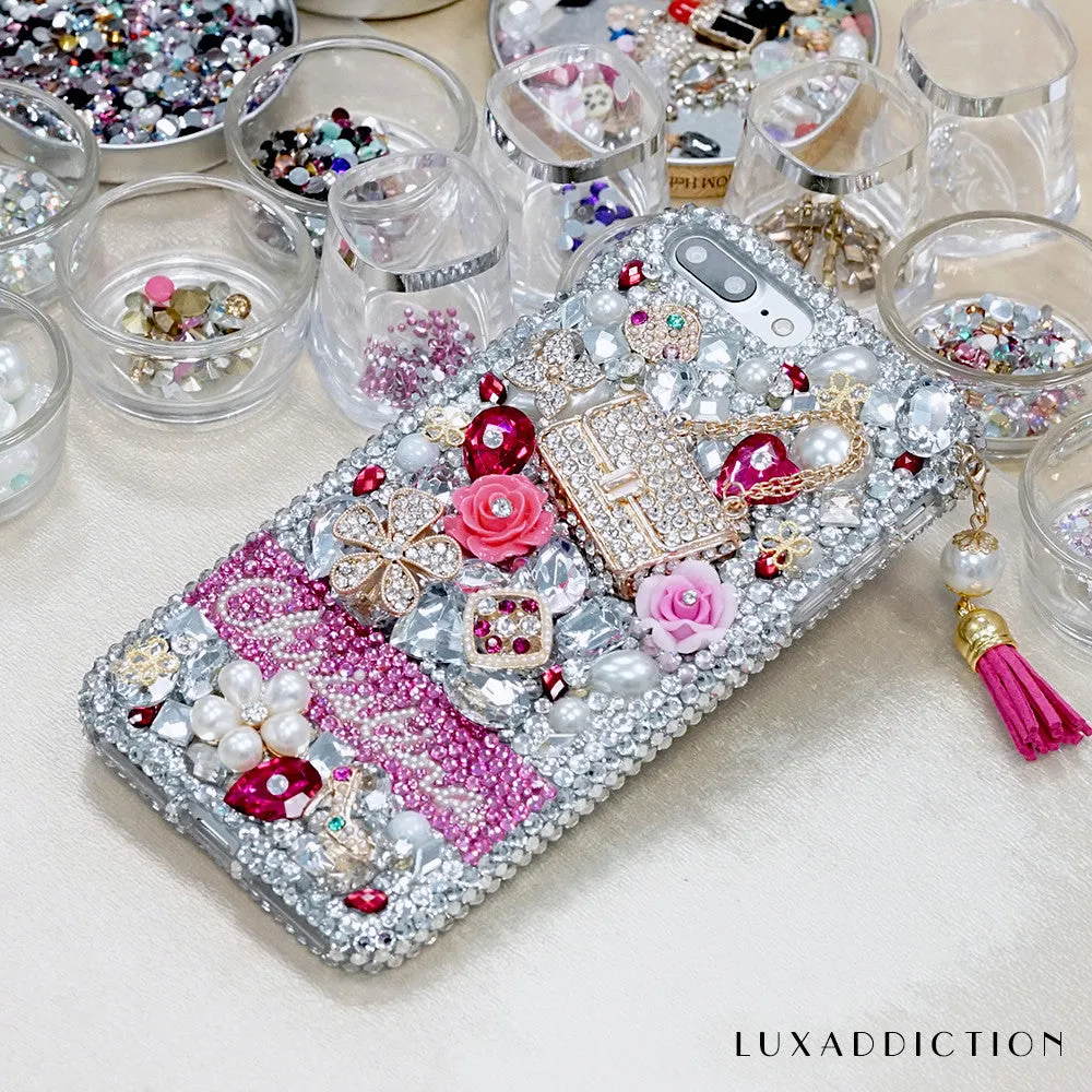 Fashion Purse Personalized Name & Initials Design with Tassel Phone Charm (style PN_1060)