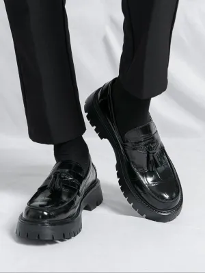 Fashionable Tassel Decor Dress Shoes – Comfortable Casual Platform Loafers for Daily Wear & Business Style