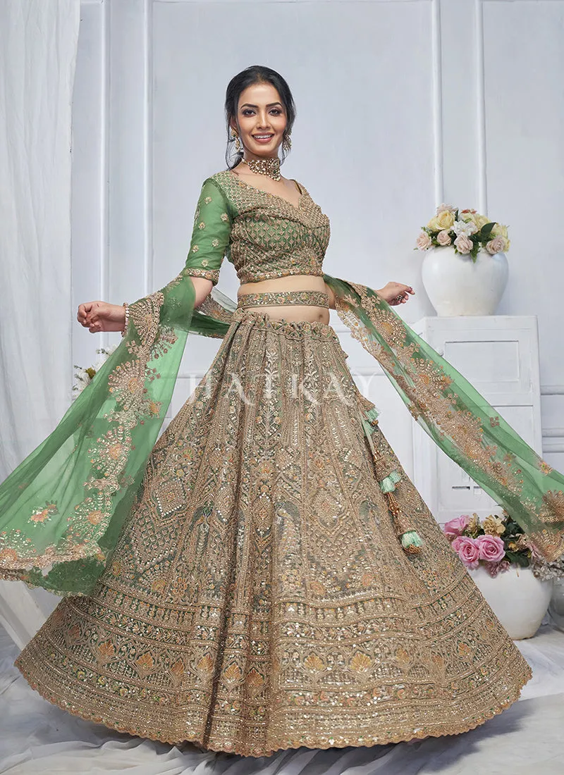 Fern Green Multi Embroidery Bridal Lehenga Choli