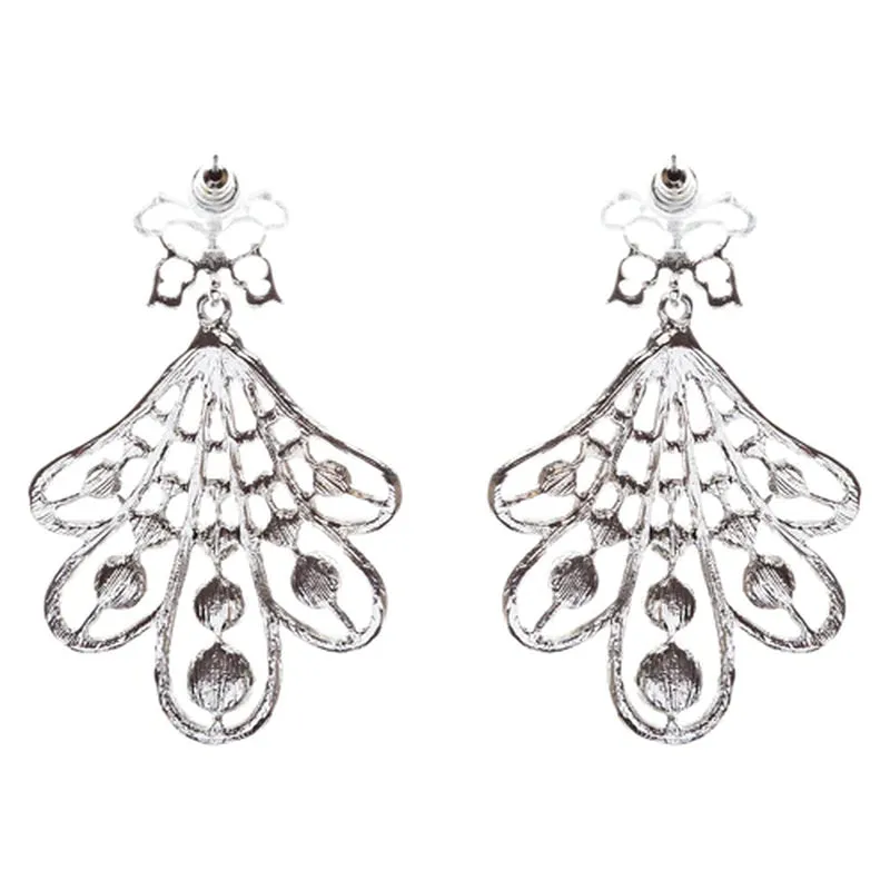 Flare Pearl Crystal Fashion Vintage Earrings Silver
