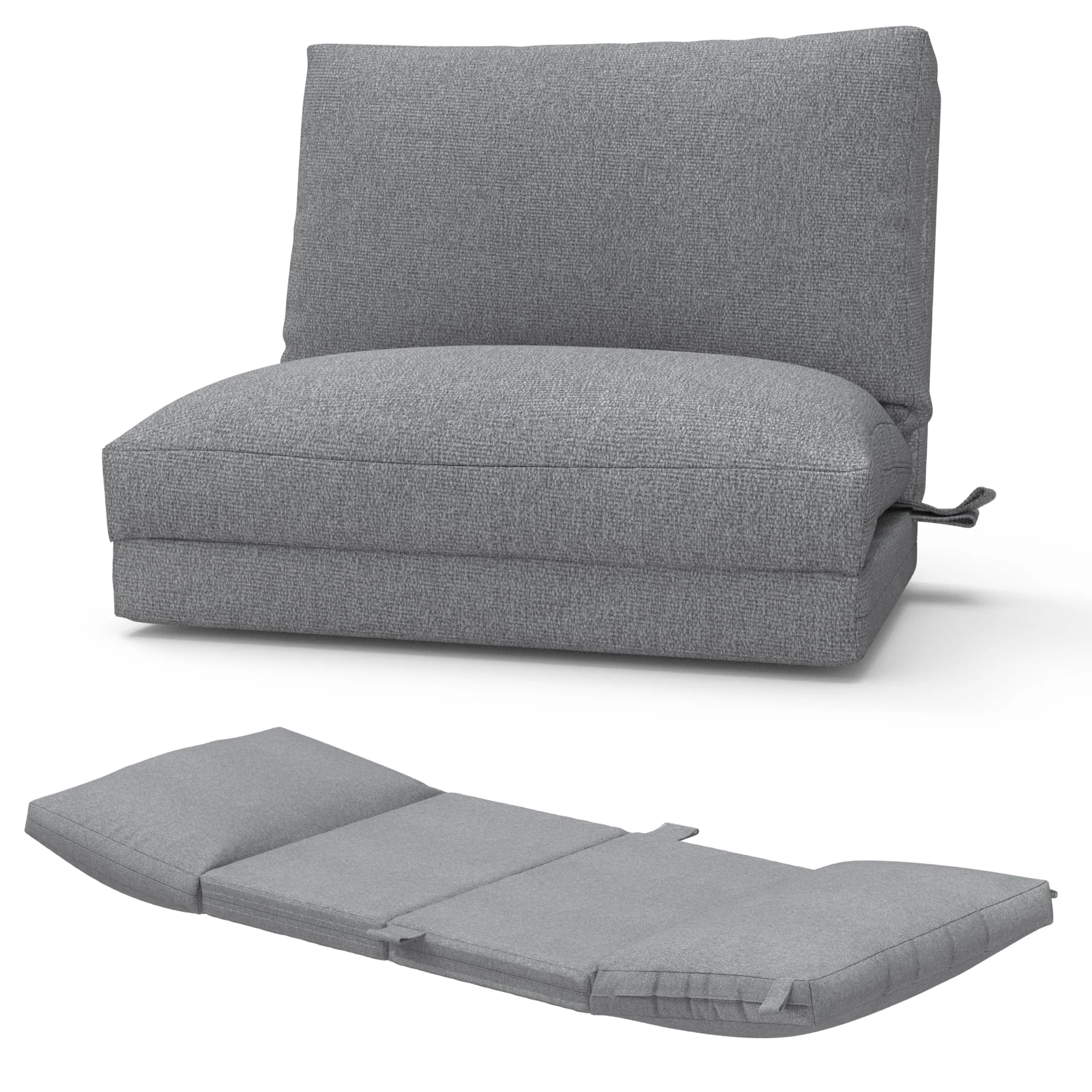 Floor Sofa Bean Bag Bed Folding Chair Grey Casual Linen Handmade