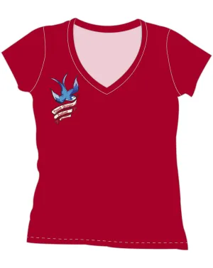 FQF Ladies' Red V-Neck Swallow Shirt
