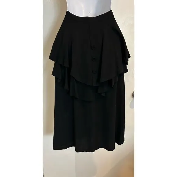 Fran-Day Women's Vintage 40's Luxury Rayon Fabric Peplum Skirt Black Size 13