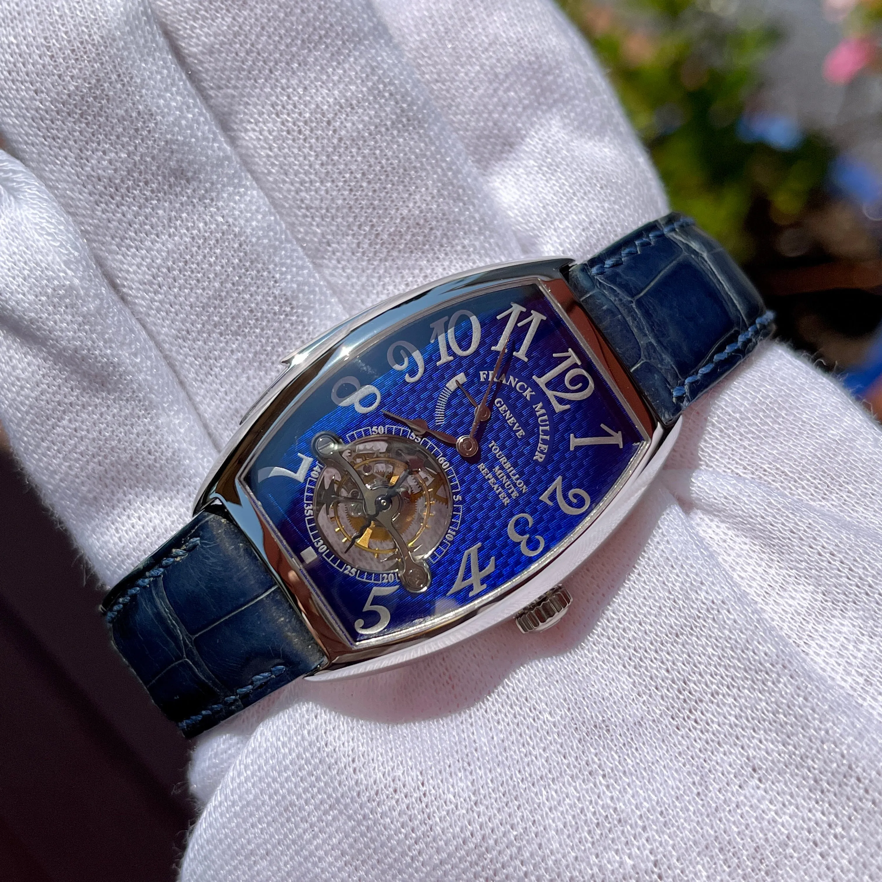 Franck Mueller Minute Repeater Imperial Tourbillon 5850 RMT Blue Enamel Platinum Wristwatch