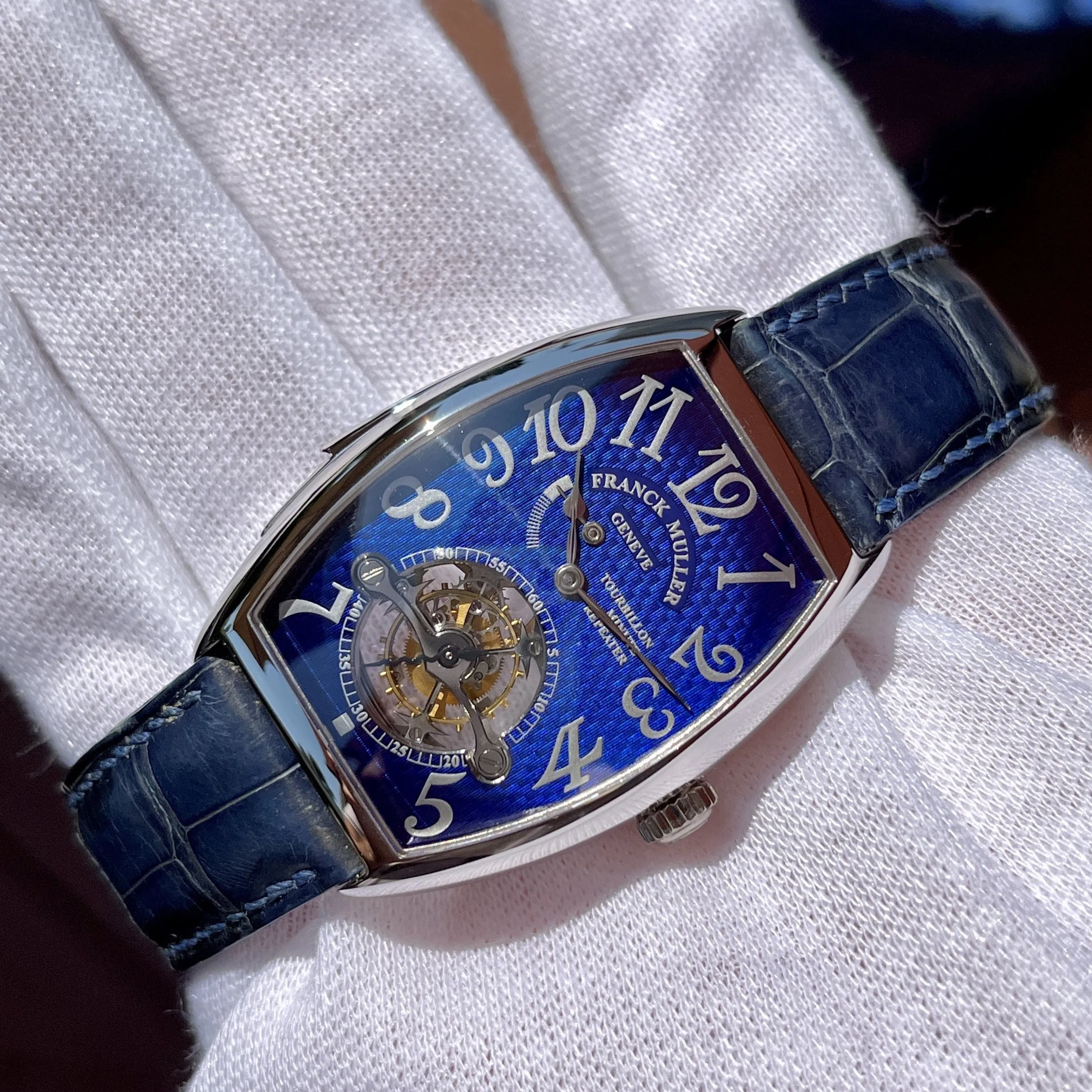 Franck Mueller Minute Repeater Imperial Tourbillon 5850 RMT Blue Enamel Platinum Wristwatch