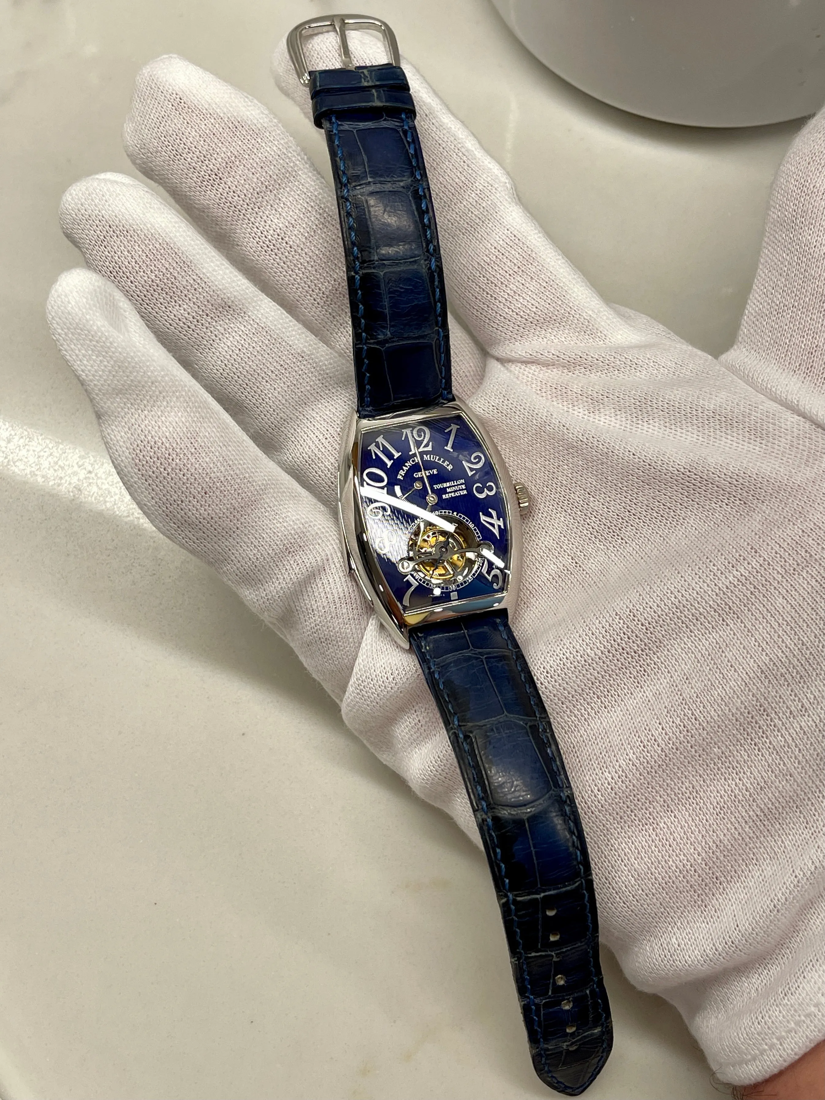 Franck Mueller Minute Repeater Imperial Tourbillon 5850 RMT Blue Enamel Platinum Wristwatch