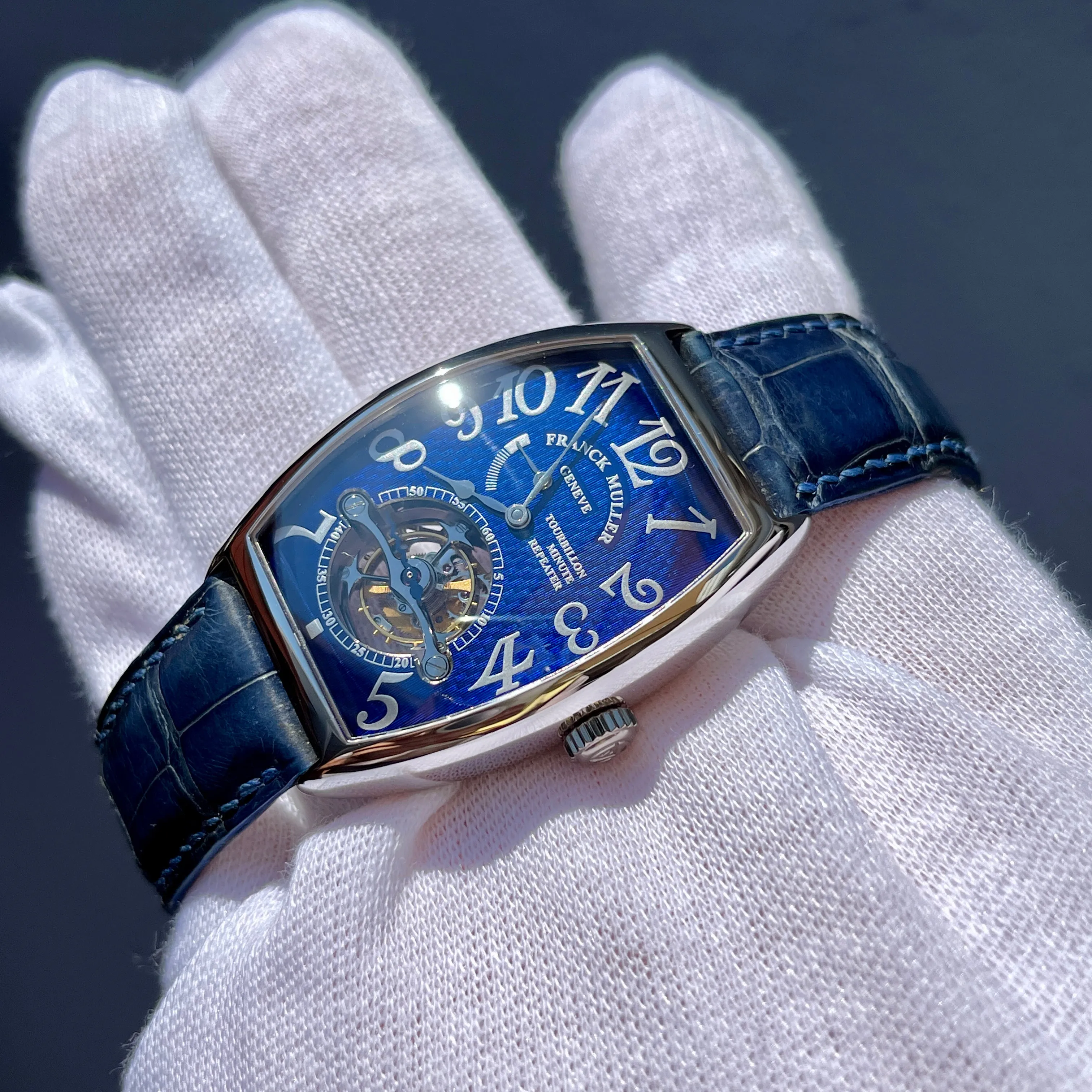 Franck Mueller Minute Repeater Imperial Tourbillon 5850 RMT Blue Enamel Platinum Wristwatch