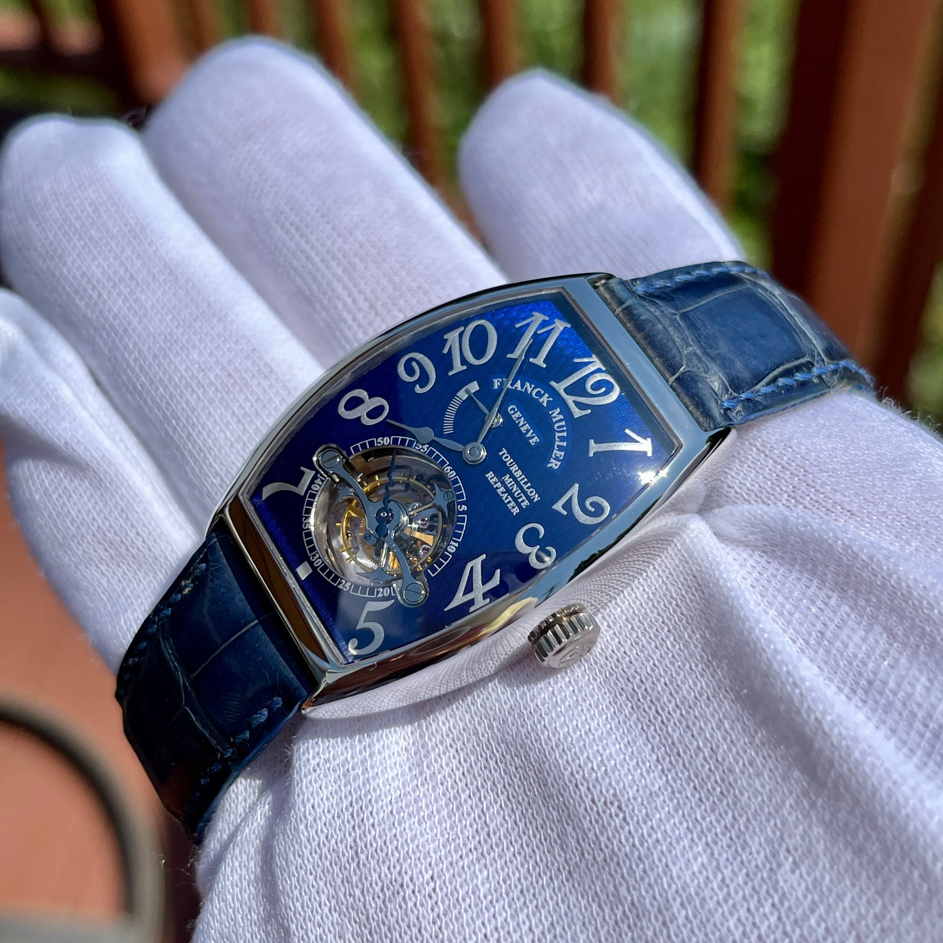 Franck Mueller Minute Repeater Imperial Tourbillon 5850 RMT Blue Enamel Platinum Wristwatch