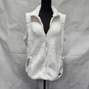 Free Country Sherpa 100% Polyester Faux Fur Zip Up White Sleeveless Vest Sz L