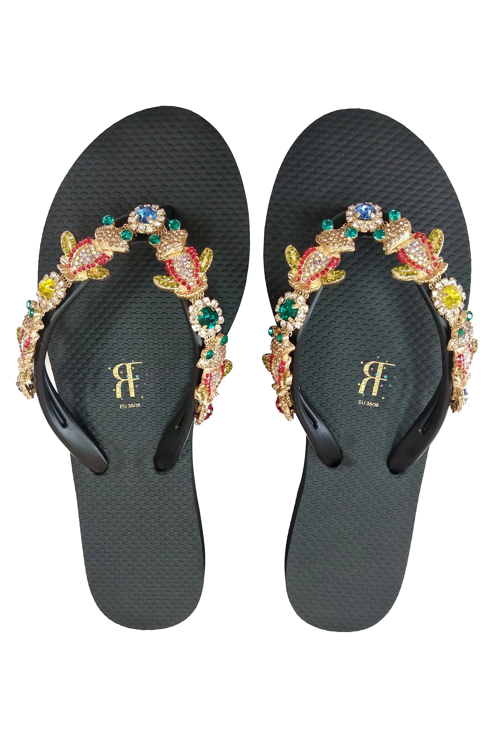 Frog Rhinestone Black Flip Flop