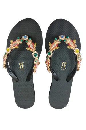 Frog Rhinestone Black Flip Flop