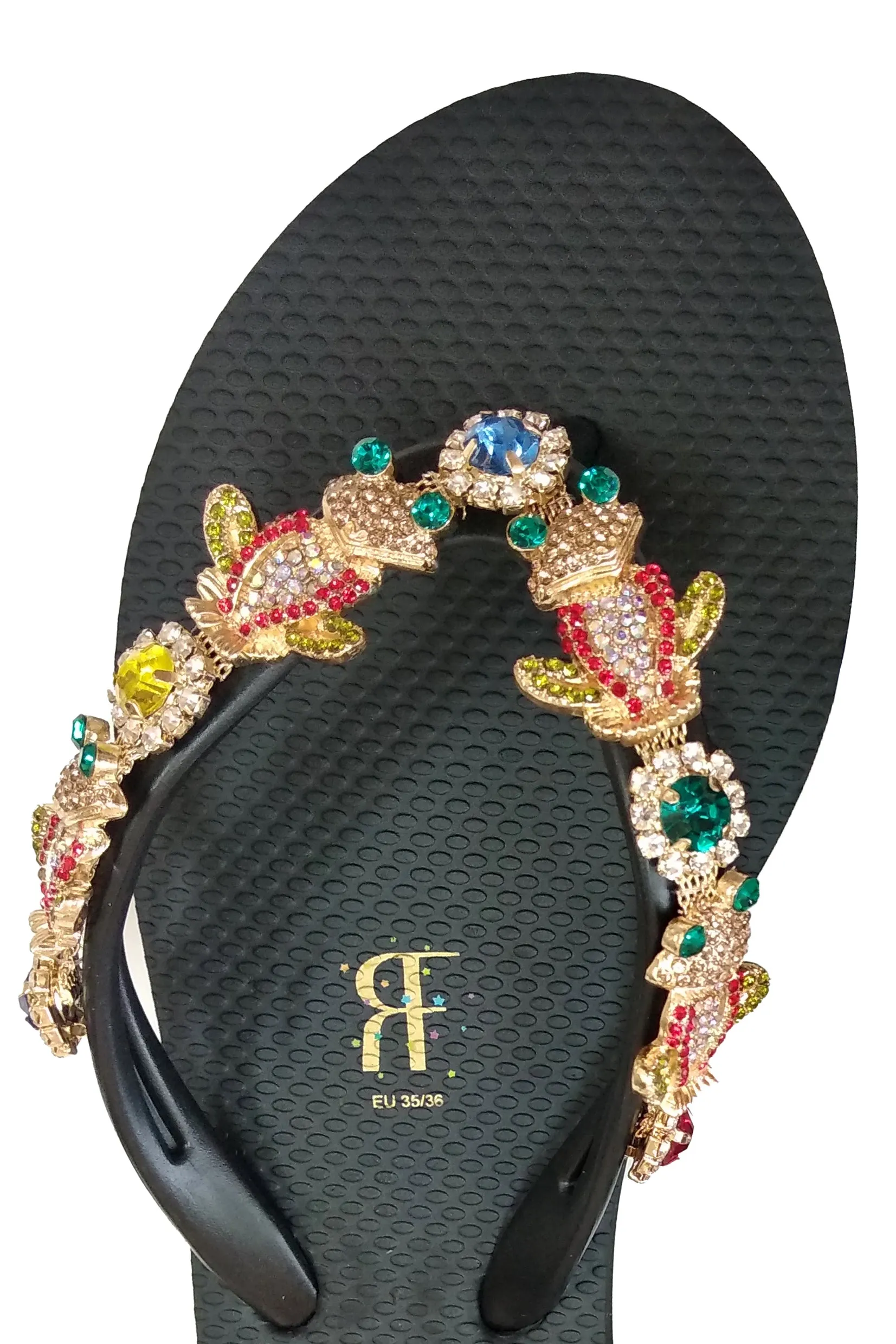 Frog Rhinestone Black Flip Flop