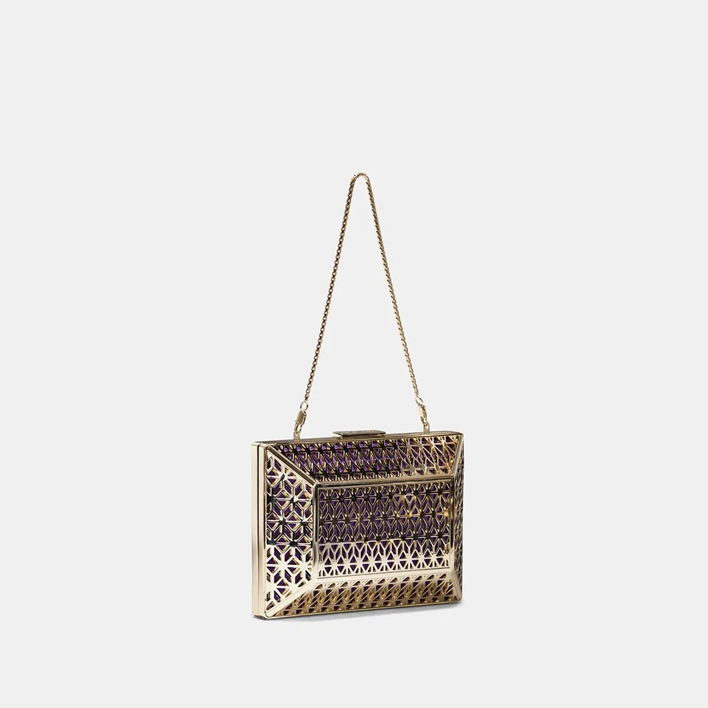 Gaia gold laser cut metal minaudière