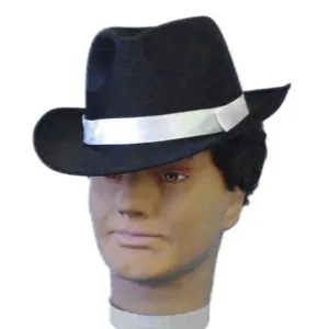 Gangster Hat - Satin with white ribbon