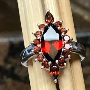 Genuine 10ct Pyrope Garnet 925 Solid Sterling Silver Ring Size 6, 7, 8, 9