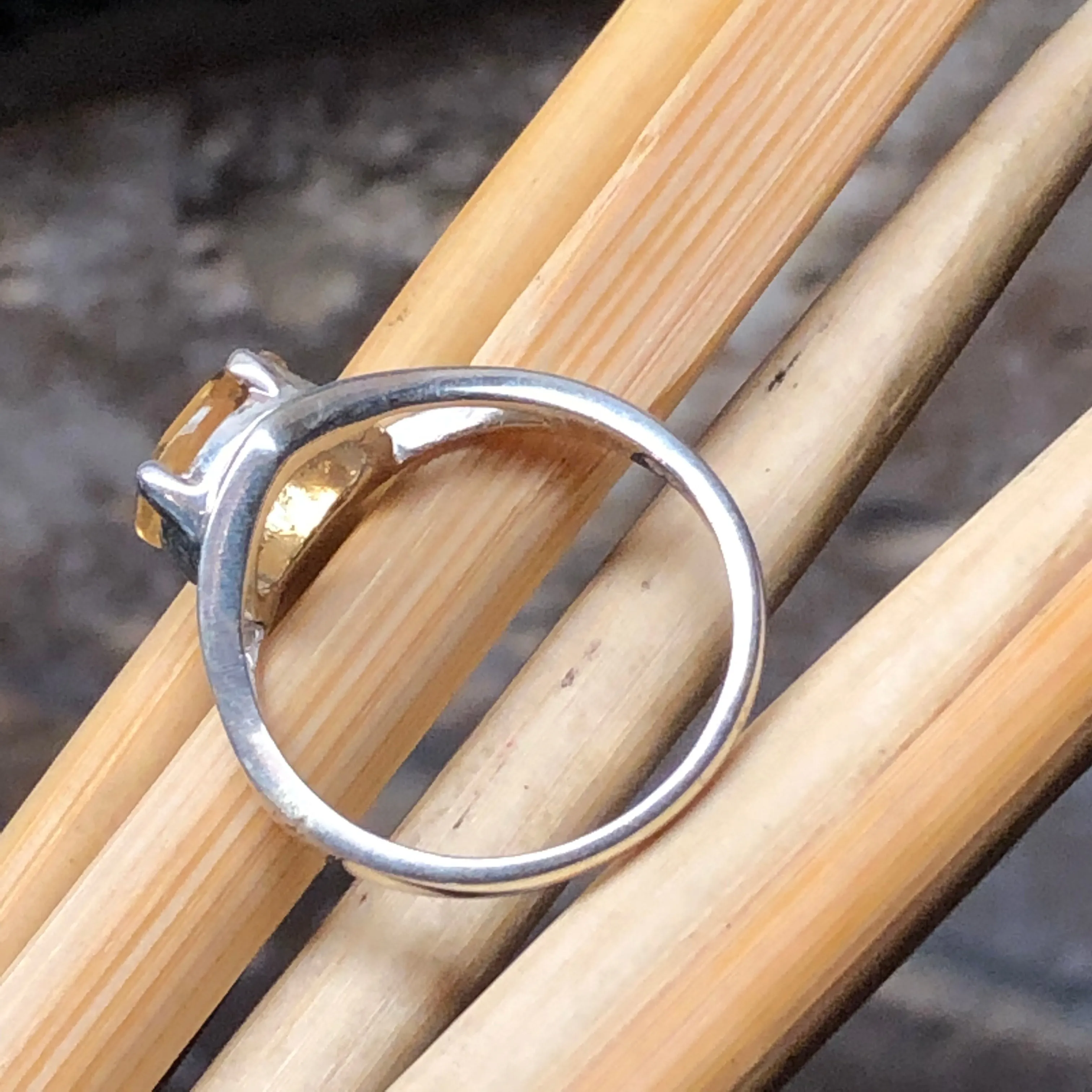 Genuine 1.25ct Golden Citrine 925 Solid Sterling Silver Ring Size 6, 7, 8, 9