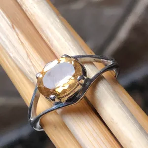 Genuine 1.25ct Golden Citrine 925 Solid Sterling Silver Ring Size 6, 7, 8, 9