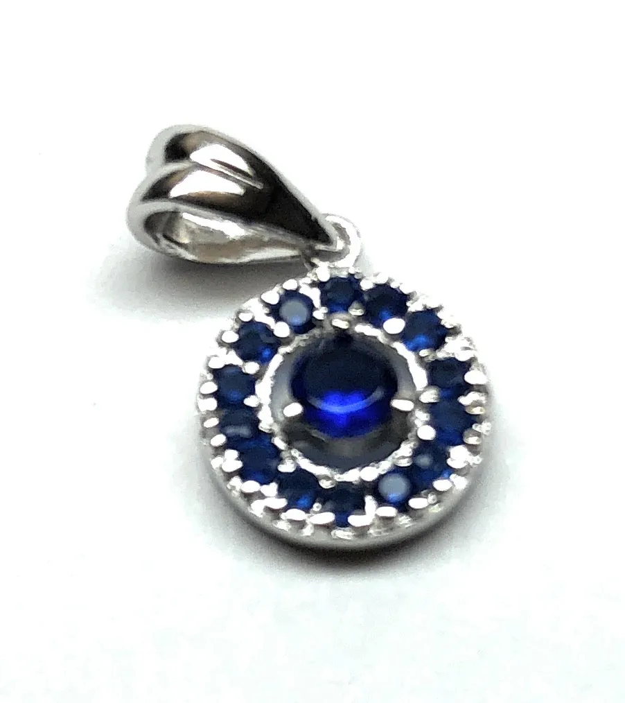 Genuine 1.5ct Blue Sapphire 925 Solid Sterling Silver Pendant 16mm