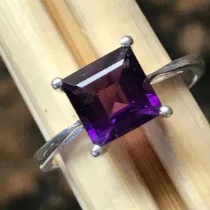 Genuine 1.5ct Purple Amethyst 925 Solid Sterling Silver Engagement Ring Size 6, 7, 8, 9