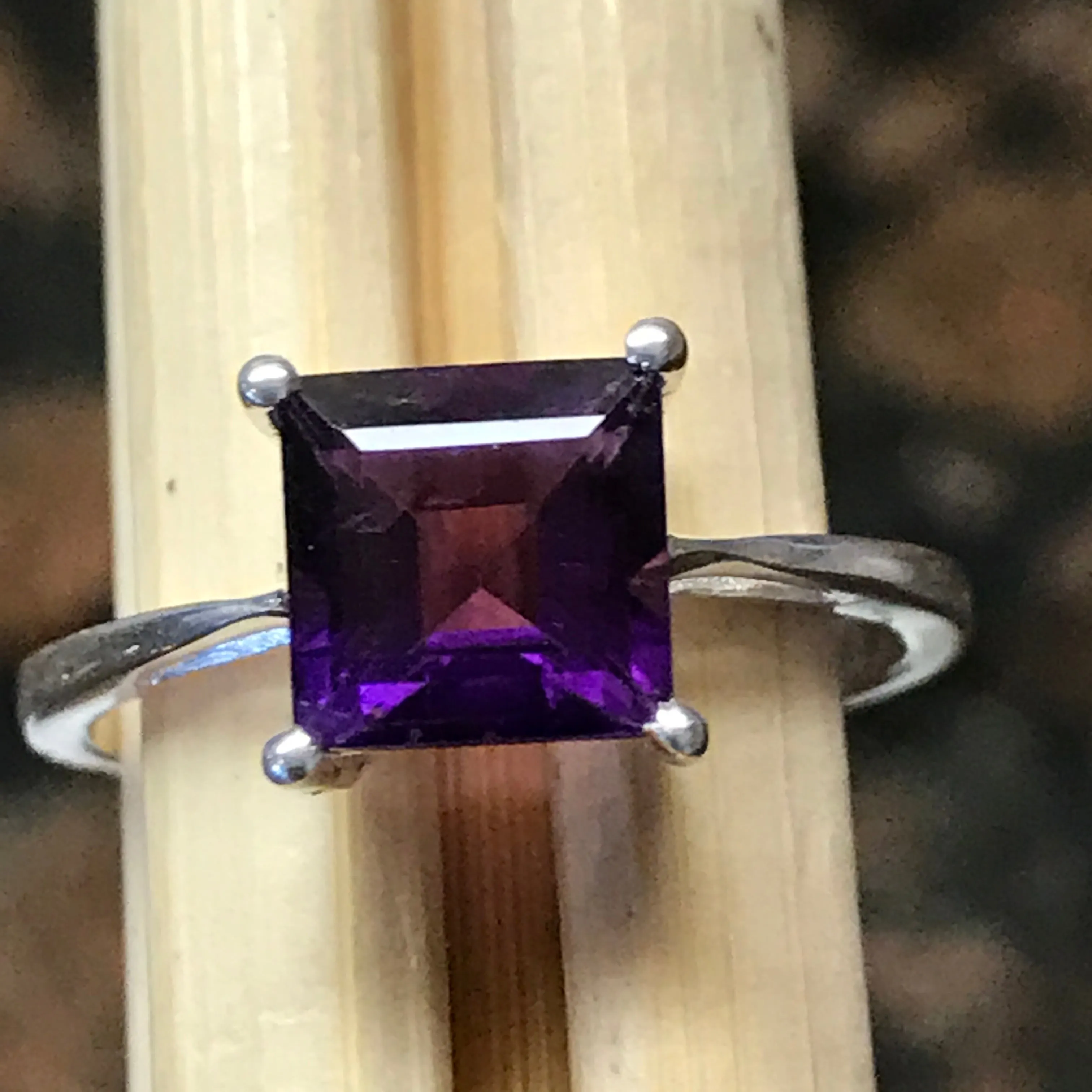 Genuine 1.5ct Purple Amethyst 925 Solid Sterling Silver Engagement Ring Size 6, 7, 8, 9