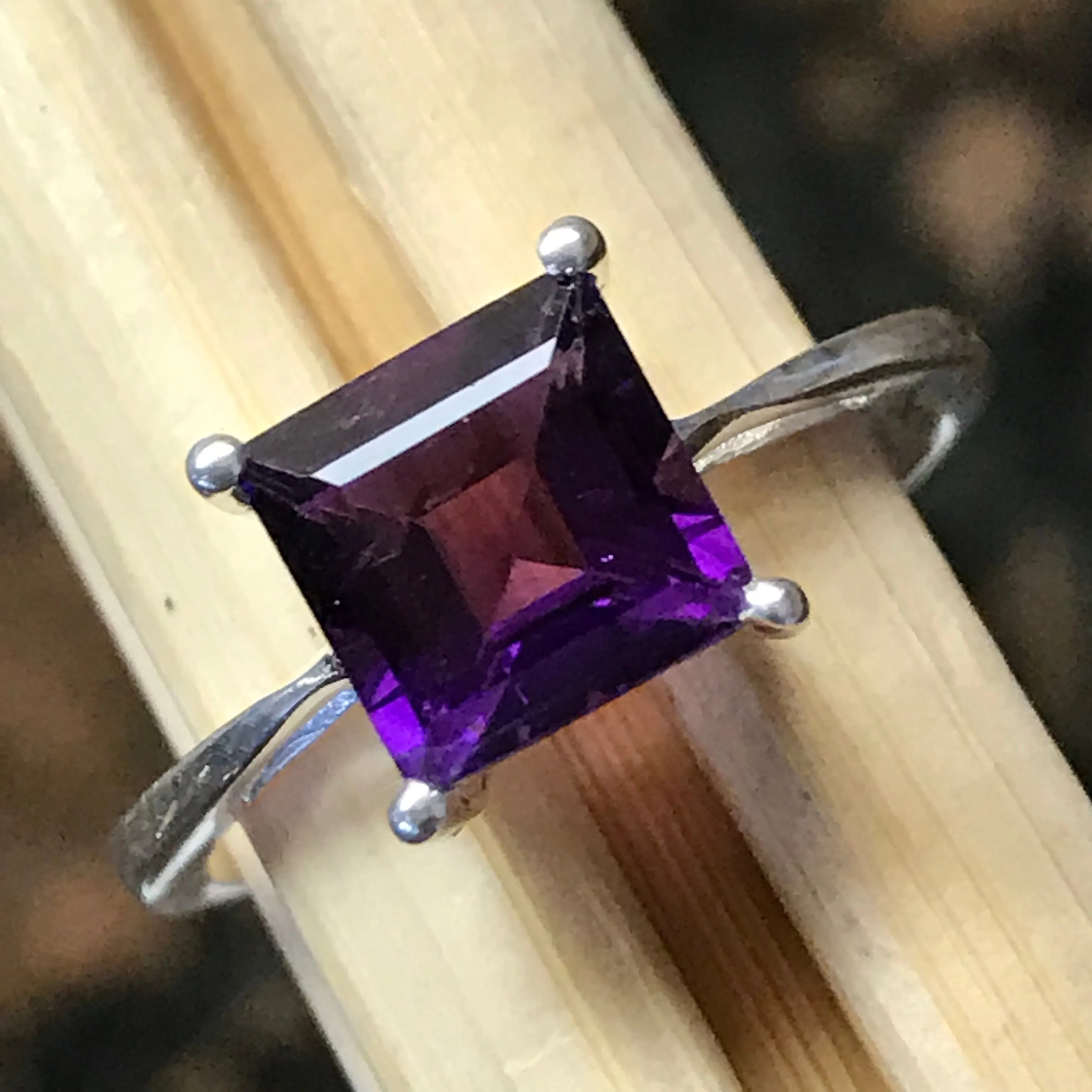 Genuine 1.5ct Purple Amethyst 925 Solid Sterling Silver Engagement Ring Size 6, 7, 8, 9