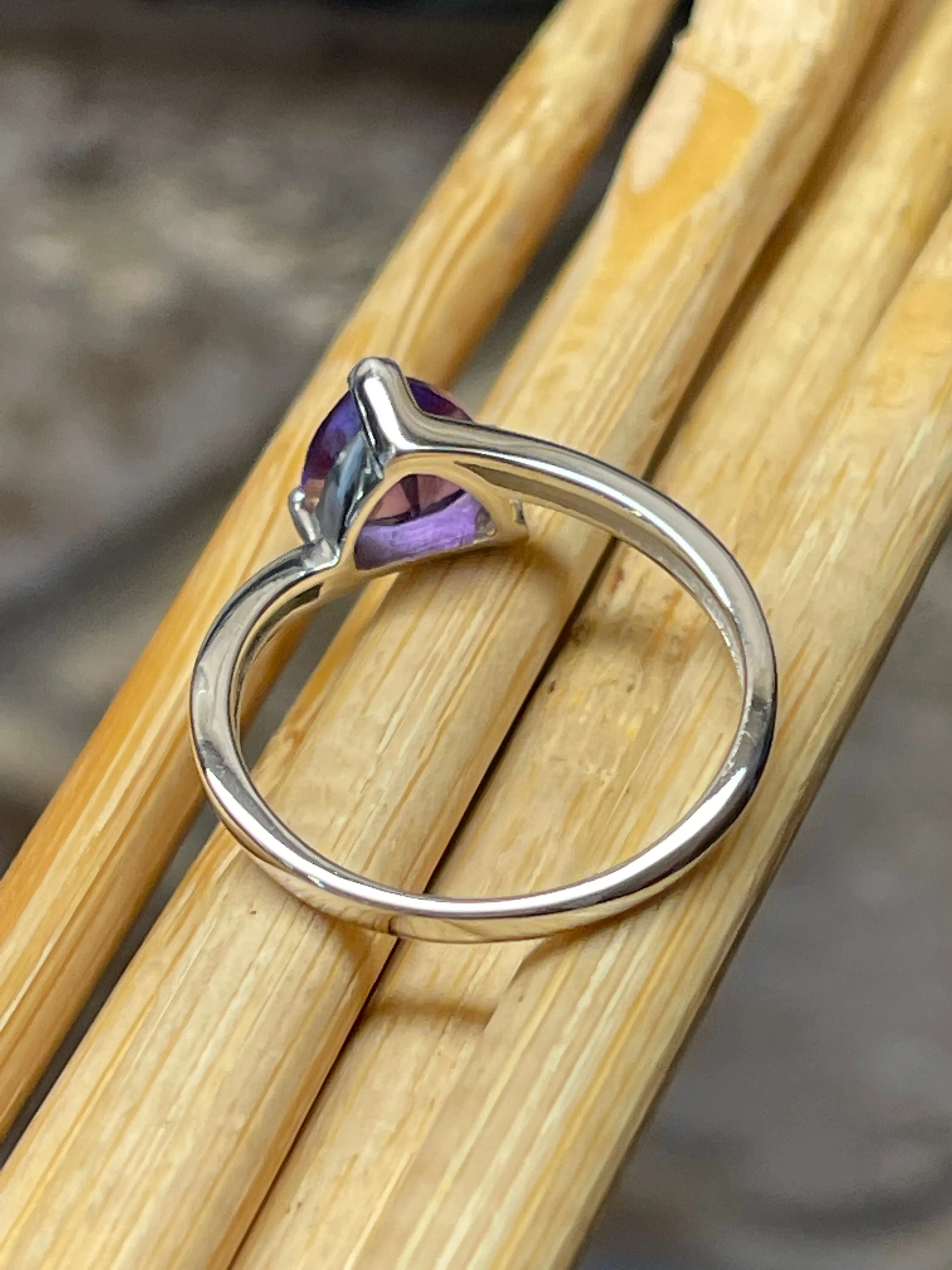Genuine 1ct Amethyst 925 Solid Sterling Silver Engagement Ring Size 5, 6, 7, 8, 9