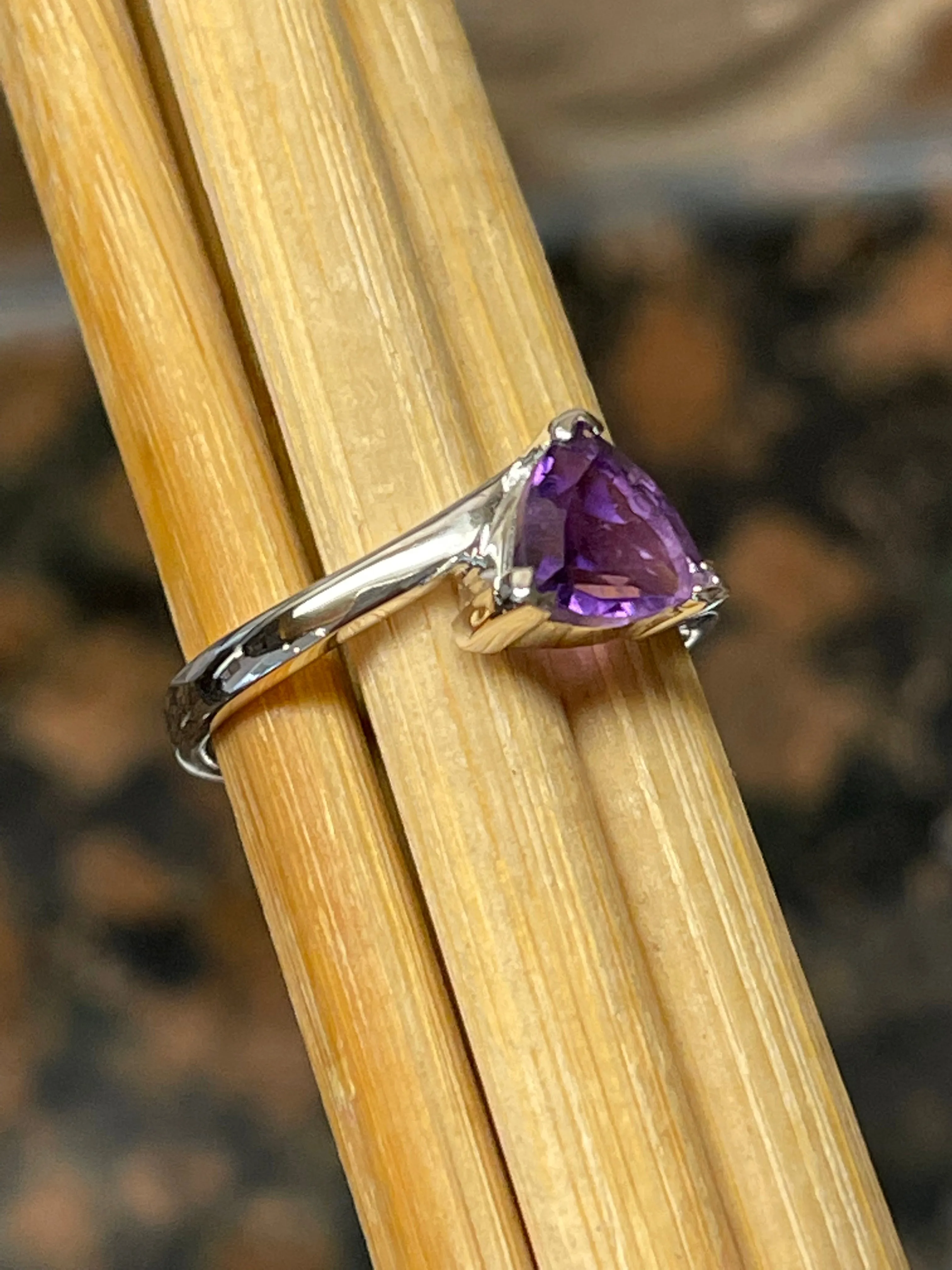 Genuine 1ct Amethyst 925 Solid Sterling Silver Engagement Ring Size 5, 6, 7, 8, 9