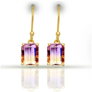 Genuine 2ct Ametrine 14k Gold Over Silver Earrings 25mm