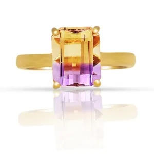 Genuine 2ct Ametrine 14k Gold Over Silver Ring Size 6, 7, 8