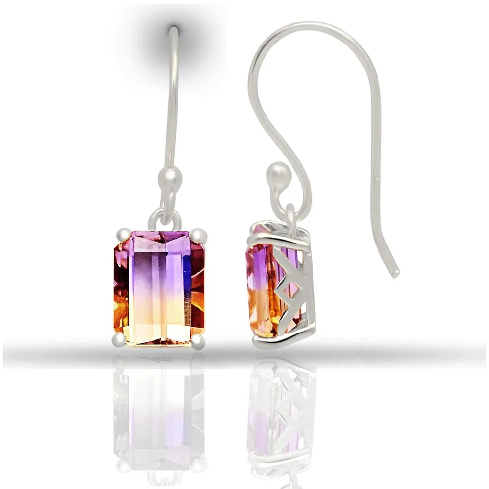 Genuine 2ct Ametrine 925 Sterling Silver Earrings 25mm