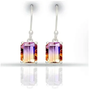 Genuine 2ct Ametrine 925 Sterling Silver Earrings 25mm