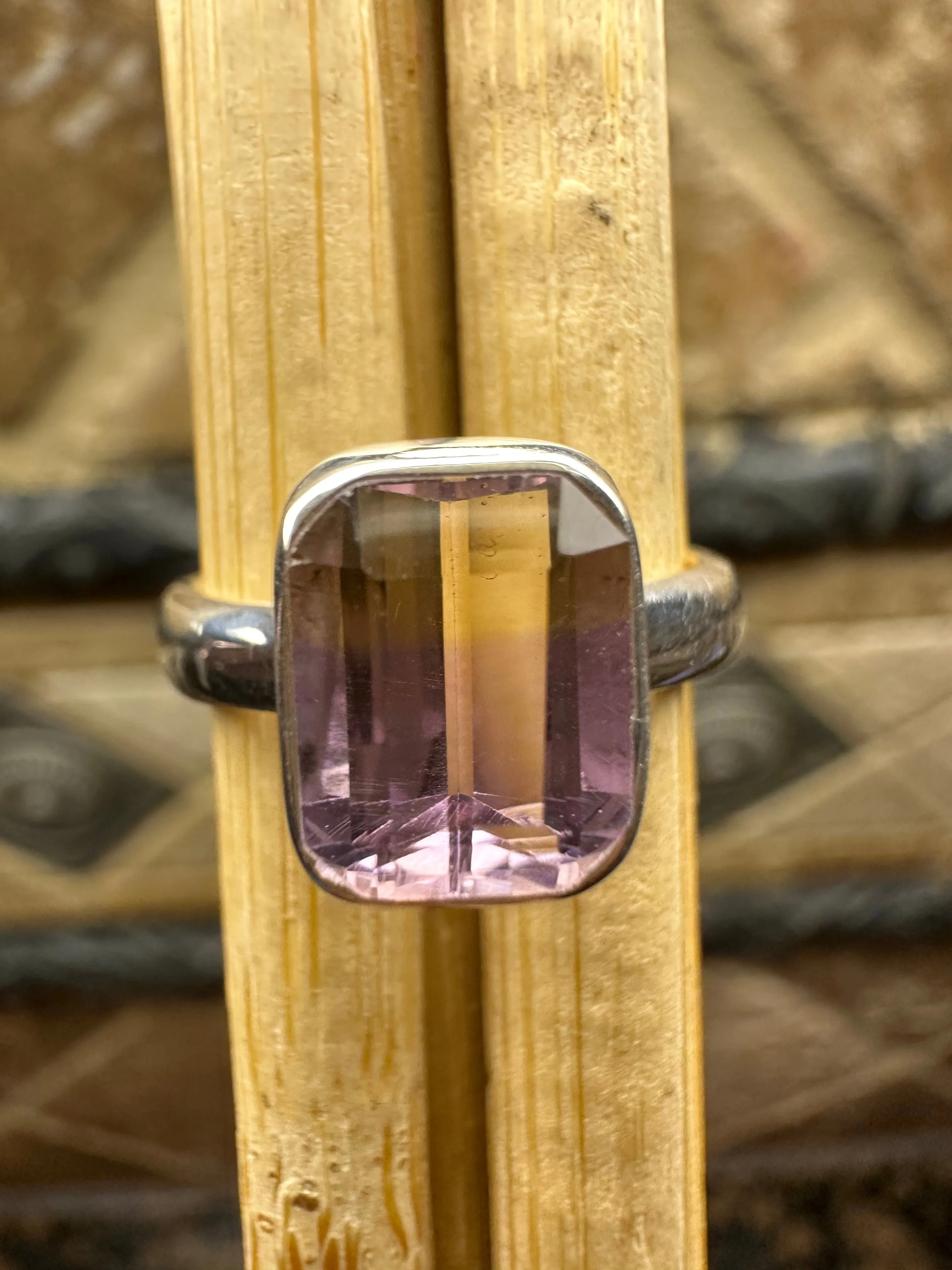 Genuine 2ct Ametrine 925 Sterling Silver Engagement Ring Size 6, 7, 8, 9