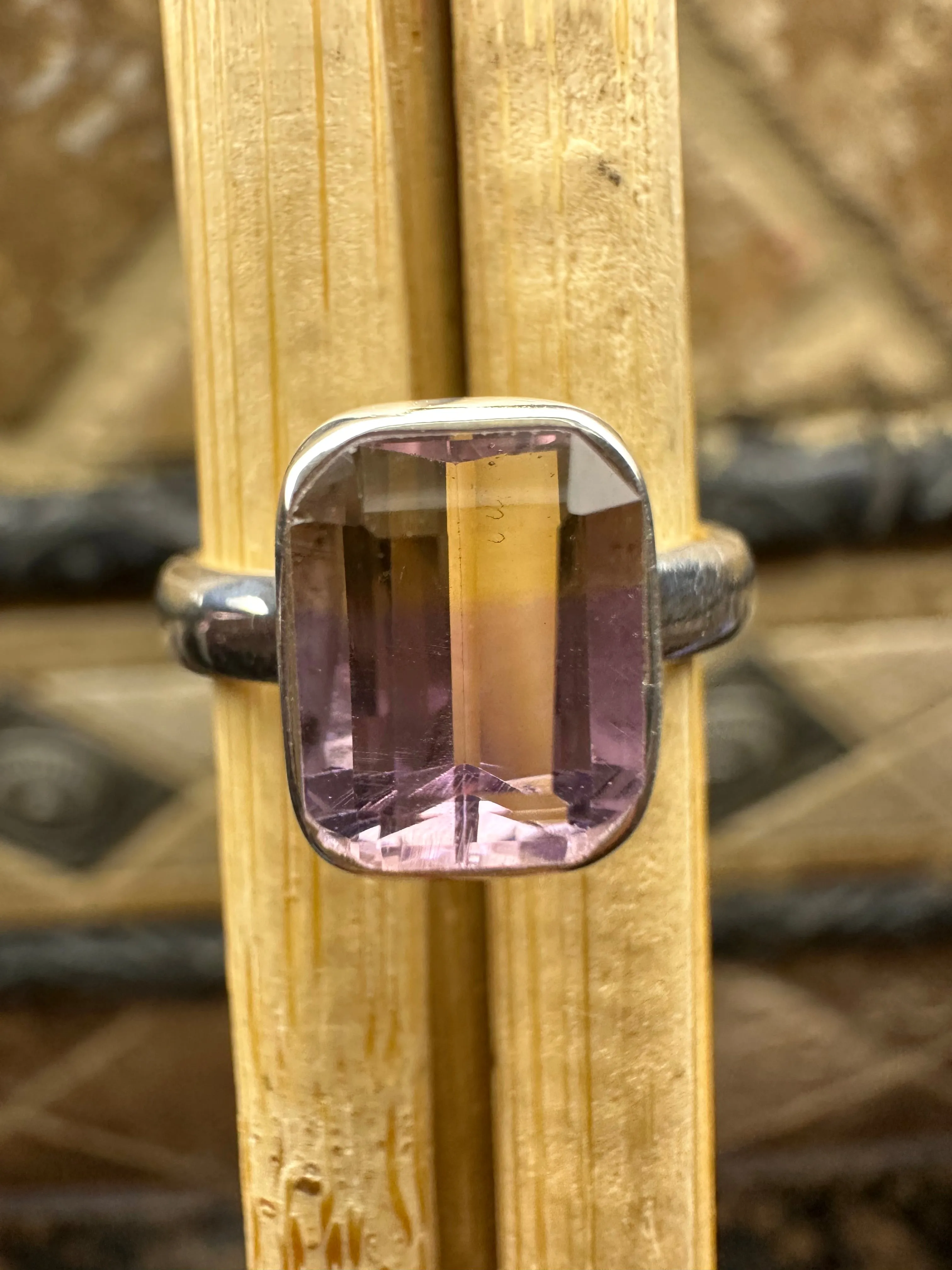 Genuine 2ct Ametrine 925 Sterling Silver Engagement Ring Size 6, 7, 8, 9