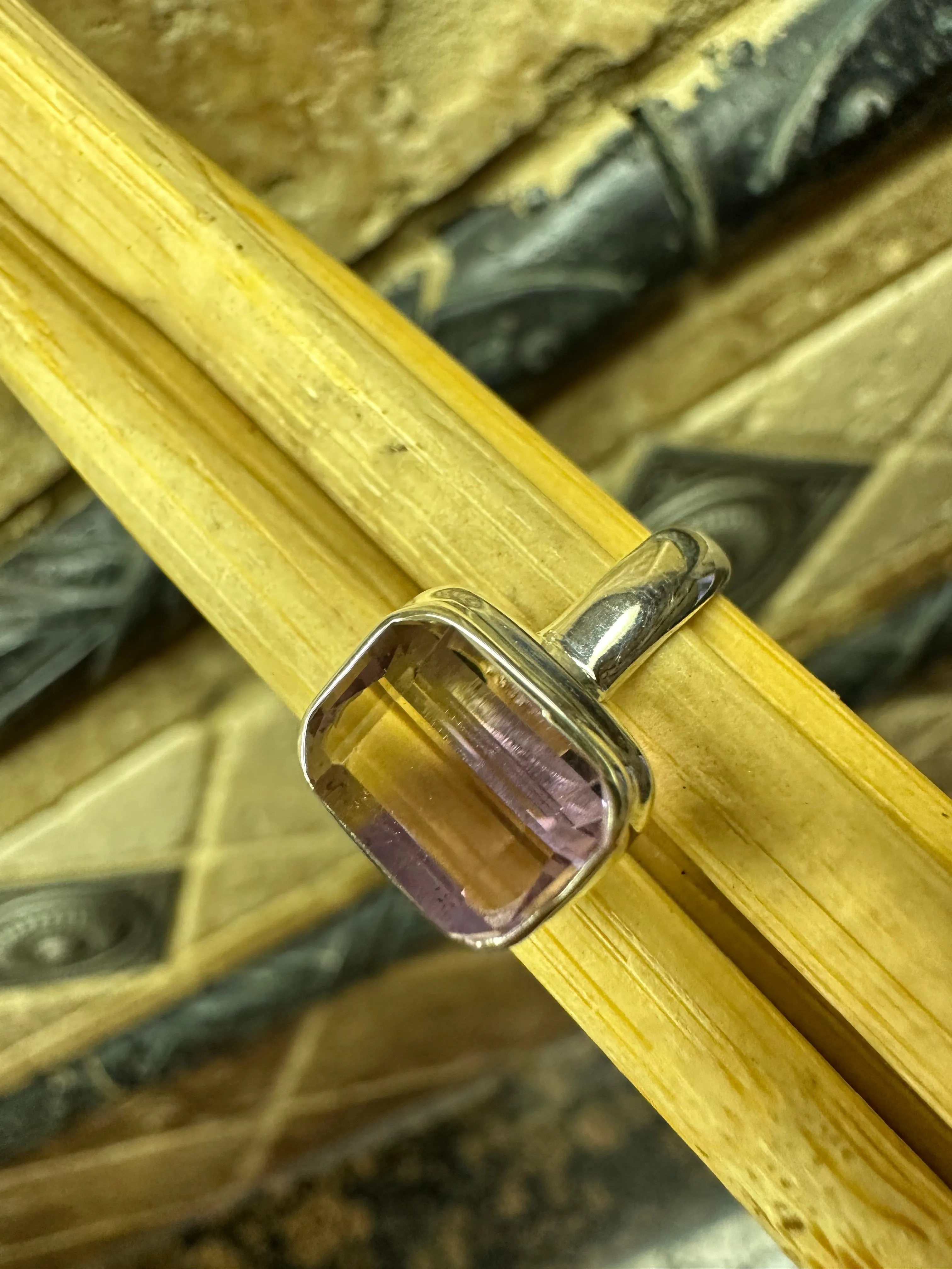 Genuine 2ct Ametrine 925 Sterling Silver Engagement Ring Size 6, 7, 8, 9