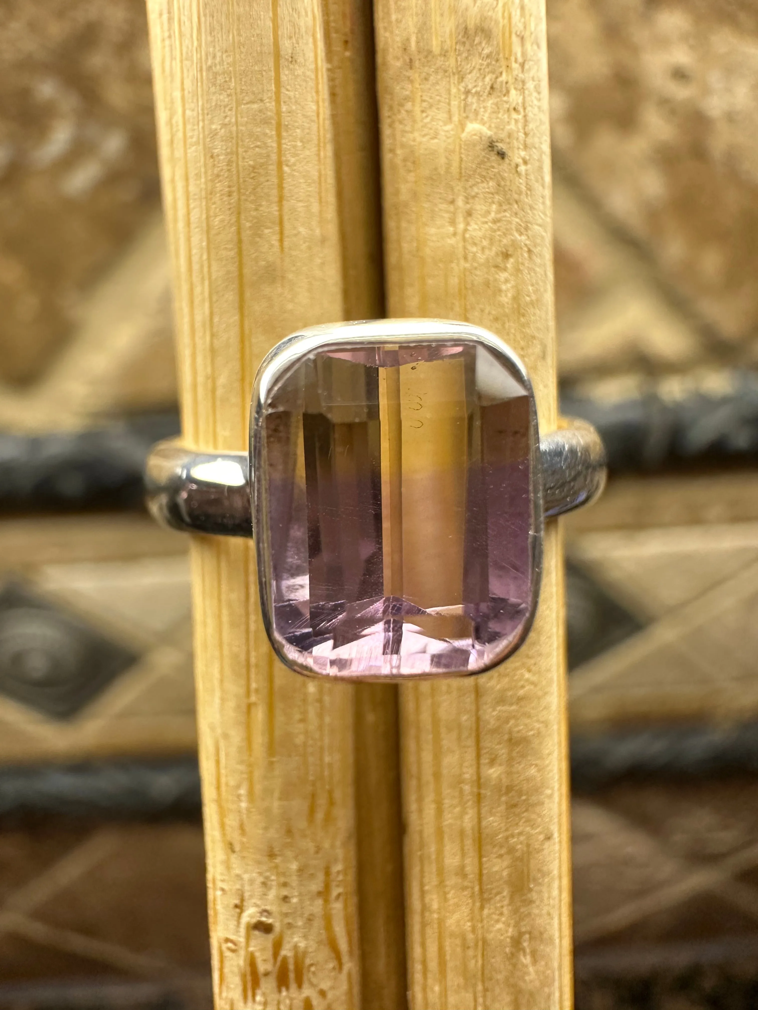 Genuine 2ct Ametrine 925 Sterling Silver Engagement Ring Size 6, 7, 8, 9