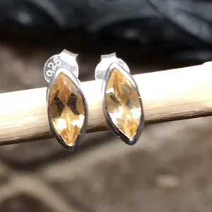 Genuine 2ct Golden Citrine 925 Solid Sterling Silver Earrings 7mm