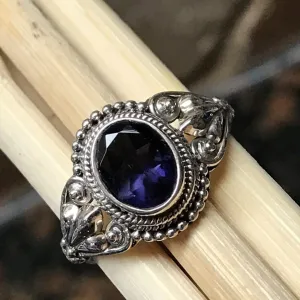 Genuine 2ct Iolite 925 Solid Sterling Silver Engagement Ring Size 6.5, 7, 7.5, 8.75