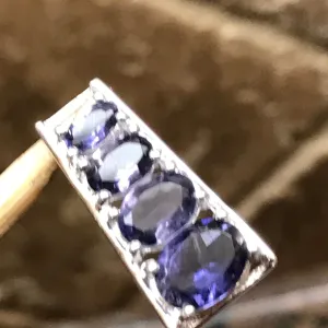 Genuine 2ct Iolite 925 Solid Sterling Silver Pendant 20mm