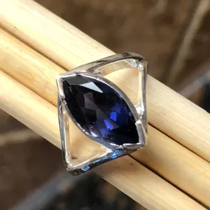 Genuine 2ct Iolite 925 Solid Sterling Silver Ring Size 6, 8, 9