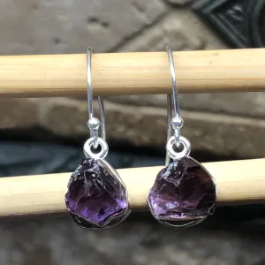 Genuine 2ct Purple Amethyst 925 Solid Sterling Silver Earrings 25mm