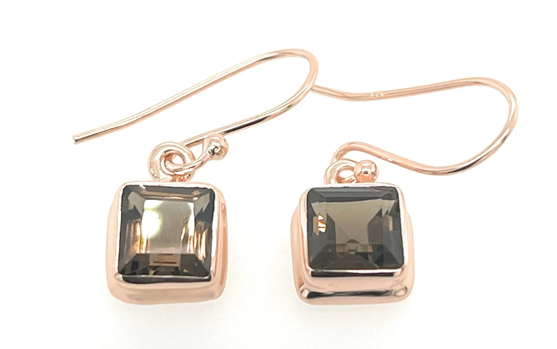 Genuine 4ct Smoky Topaz 14k Rose Gold Over Silver Earrings 25mm