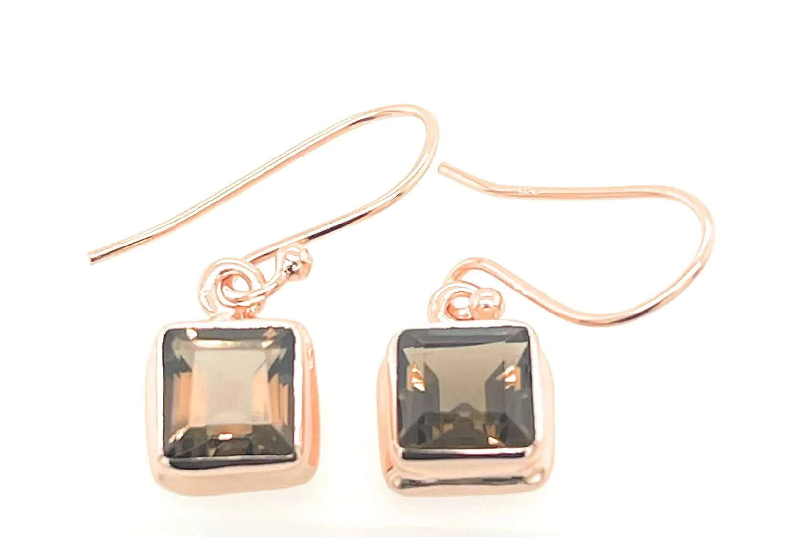 Genuine 4ct Smoky Topaz 14k Rose Gold Over Silver Earrings 25mm