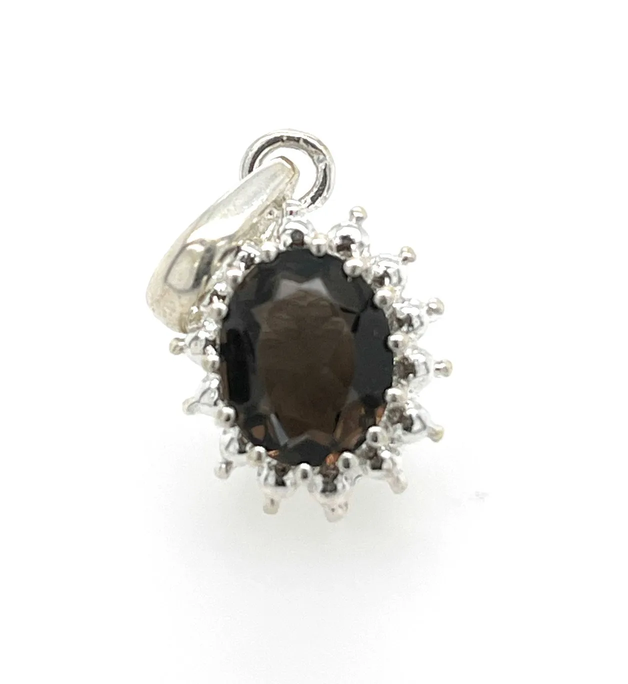 Genuine 4ct Smoky Topaz 925 Solid Sterling Silver Pendant 24mm