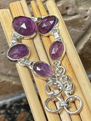 Genuine 5ct Purple Amethyst 925 Solid Sterling Silver Bracelets 7"