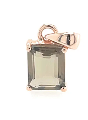 Genuine 5ct Smoky Topaz 14k Rose Gold Over Silver Pendant 18mm